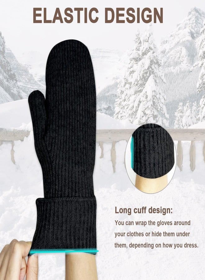 Bototack Winter Mittens for Women Men Warm Fleece Lining Stretchy Kit Thermal Snow Gloves for Cold Weather Gifts (Black) - Image 4